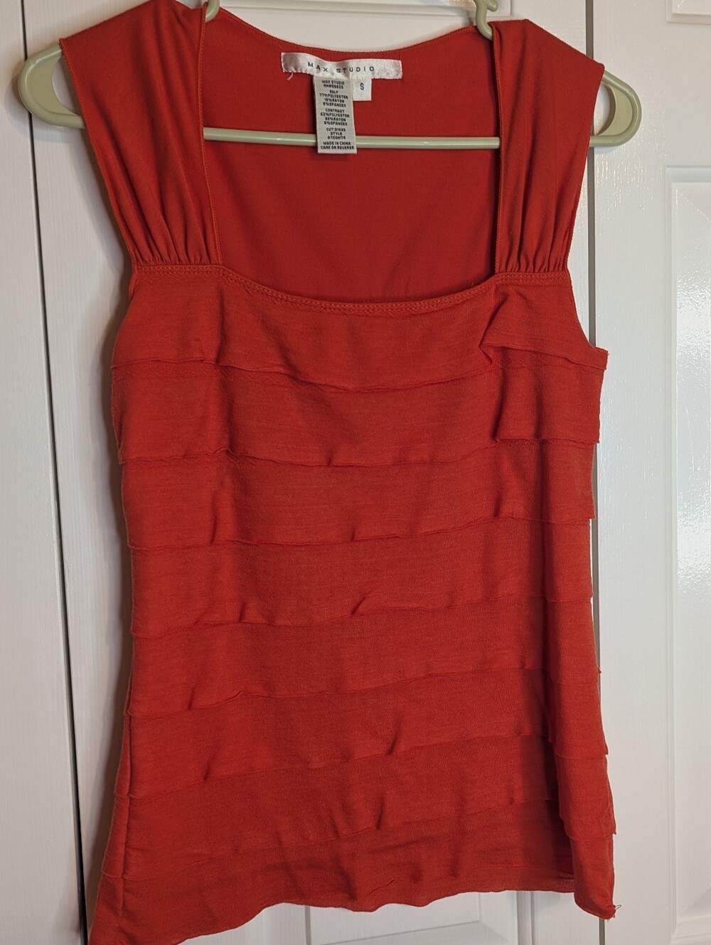 Sleeveless Tiered Knit Tank Top - Orange